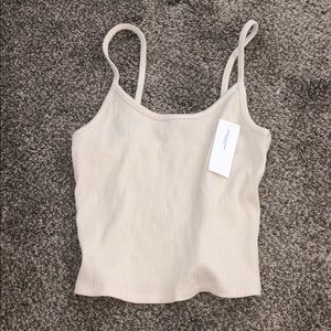 Cute cream cropped tank top